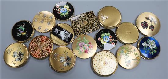 Sixteen vintage powder compacts by Stratton, including four Persian design examples,